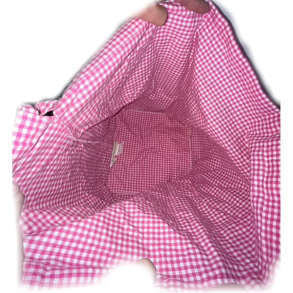 Pottery Barn Kids 2006 VTG 100% Cotton Pink White Gingham Sabrina Basket Liner